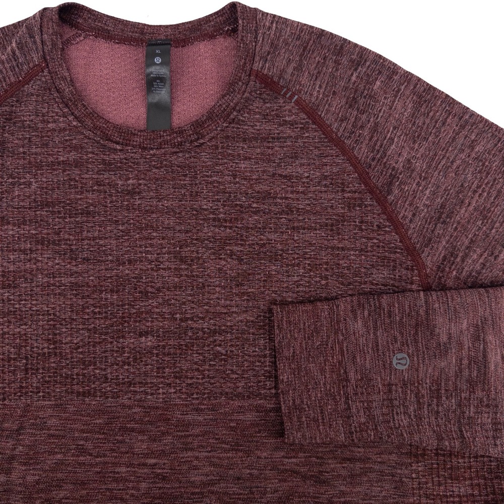 Lululemon Mens XL Engineered Warmth Long-Sleeve Crew Merino Wool Dark Red